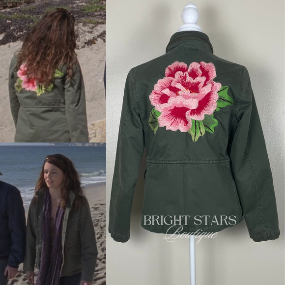 Jackets & Blazers - Rare Vintage Floral Embroidered Back Green Utility Jacket ASO Lorelai Gilmore